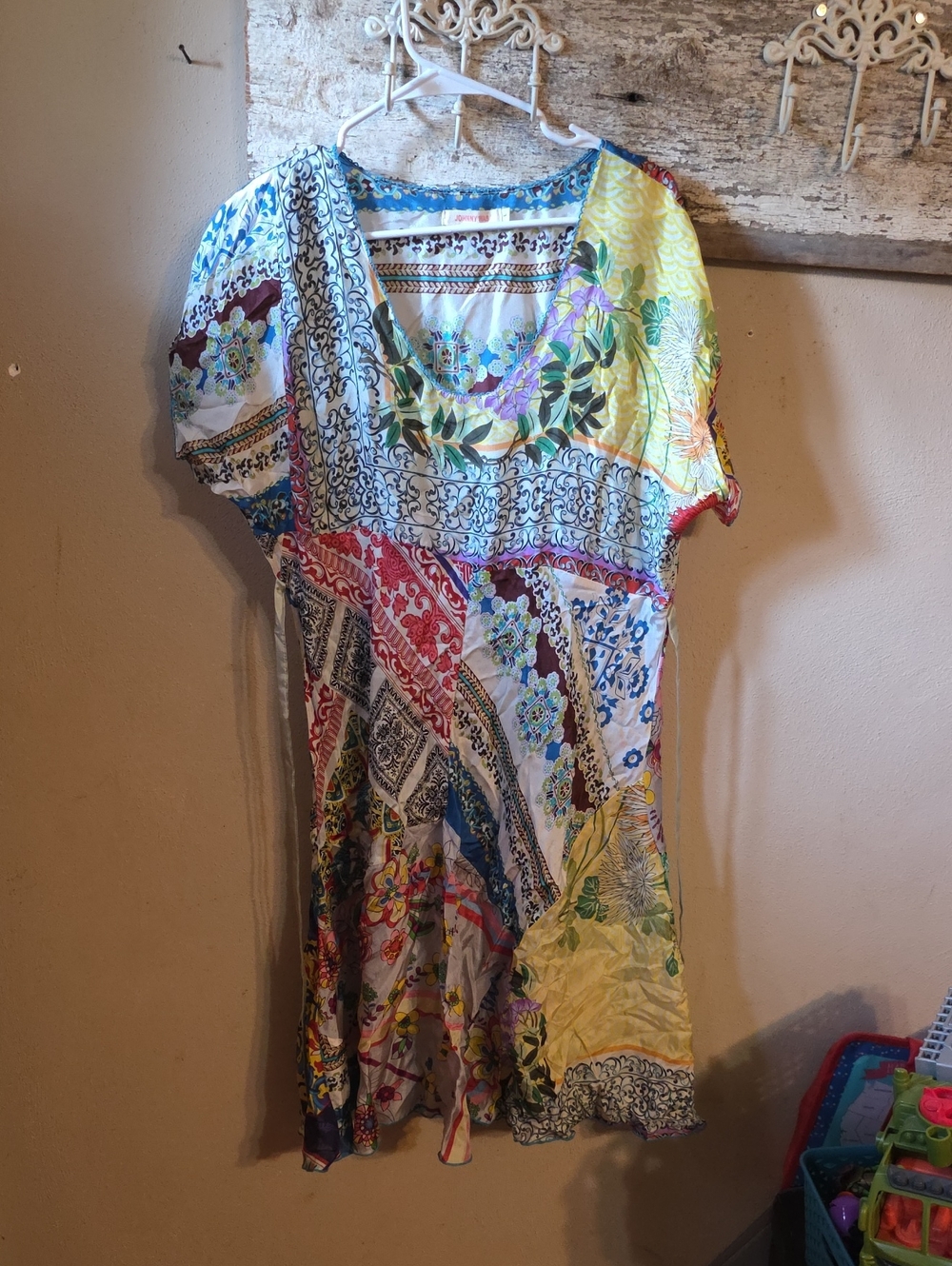 Johnny Was Multicolor Patchwork Floral Midi Dress